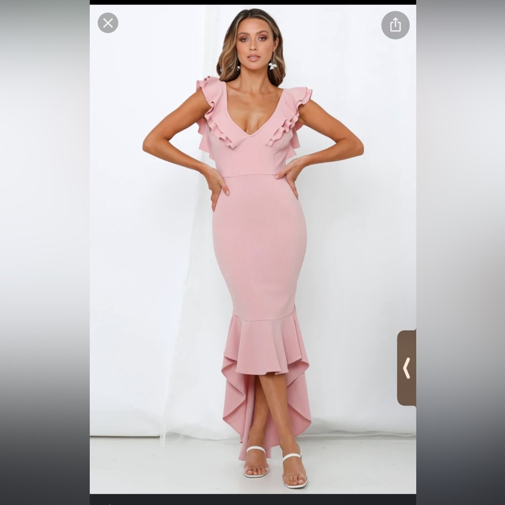 Hello Molly Blush High-Low Ruffle Skirt